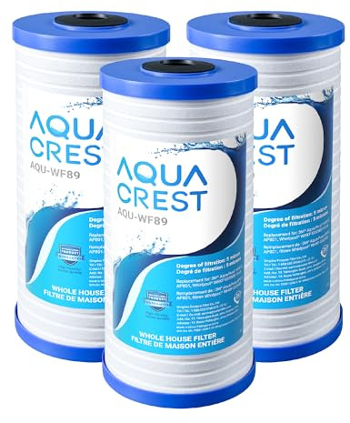 Aquacrest AP810 Wasserfilter für das ganze Haus, Ersatz für 3M® Aqua-Pure AP810, AP801, AP811, Whirlpool® WHKF-GD25BB, WHKF-DWHBB, 5 Mikron, 25,4 x 11,4 cm, Brunnen- und Leitungswasserfilter, 3 Stück