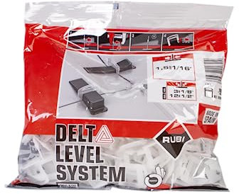 RUBI 2840 | Bridas de Nivelación para Cerámica | Brida de 1,5 mm para Baldosas Cerámicas de entre 3 y 12 mm | Para Formatos de 30x30 cm y Superiores | 100 unidades | BRIDA DELTA LEVEL SYSTEM