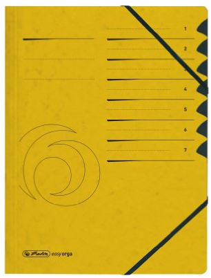 herlitz 10843266 Ordnungsmappe Quality 1-7, A4, gelb, 7 Fächer mit Gummizug, 1 Stück