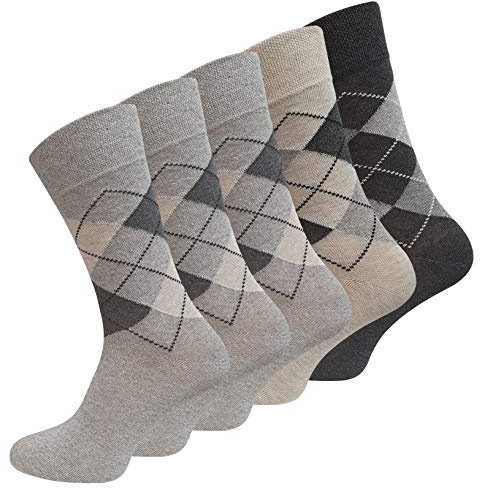 VCA 10 Paar Herren Socken mit KARO Muster, Baumwolle mit Elasthan,