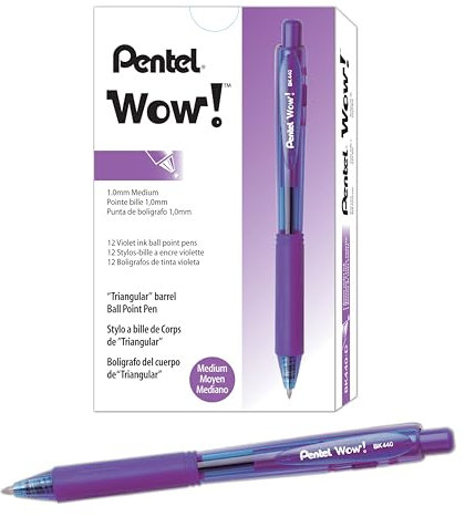 Pentel BK440 Lot de 12 stylos bille rétractables couleur violet corps triangulaire confortable