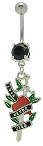 Body Jewelry – baumeln Sword in Herz Nabel Schmuck Schwarz
