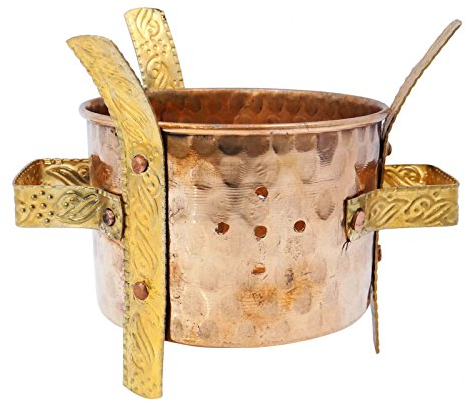 IBA Indianbeautifulart Royal Traditional Cuivre en Laiton Chauffe-Plats Indian Sigdi Ustensiles de Cuisine Angeethi