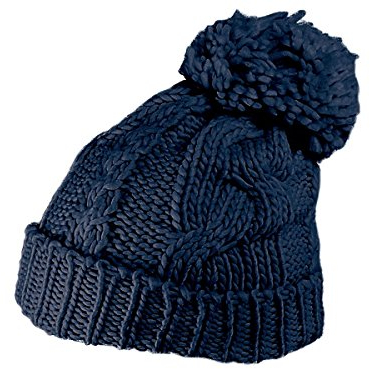 Alsino Pudelmütze Blau Wollmütze Bommelmütze Strickmütze Wintermütze mit Bommel Grobstrick Damen Winddicht SM-134 blau