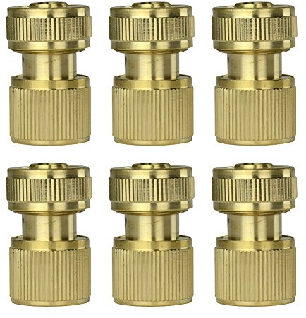 6Pcs Brass Garden Lawn Water Hose Pipe Fitting 1/2 Quick Connector With Stop