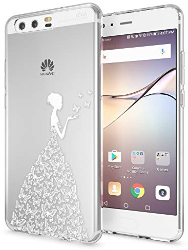NALIA Handyhülle kompatibel mit Huawei P10, Motiv Design Slim Silikon Case Cover, Crystal Schutzhülle Handy-Tasche Dünn, Muster Etui Backcover Hülle Smart-Phone Bumper, Designs:Butterfly Princess