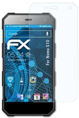 atFoliX Schutzfolie kompatibel mit Nomu S10 Folie, ultraklare FX Displayschutzfolie (3X)