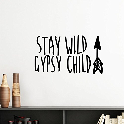 DIYthinker Halten Wilde Gypsy Child-Zitat Silhouette entfernbarer Wand-Aufkleber-Kunst-Abziehbilder Wand-DIY Tapete Für Zimmer Aufkleber 50Cm Blau