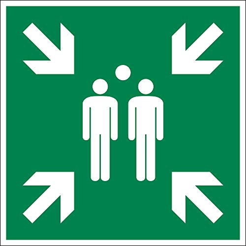 Rettungszeichen Sammelstelle [E007], Aluminium 600x600 mm, langnachleuchtend, witterungsbeständig, ASR A1.3 / ISO 7010