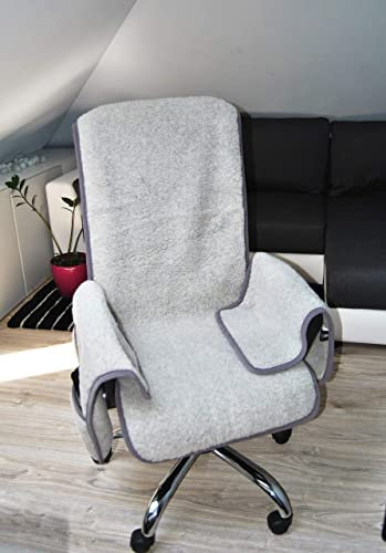 Computer Büro Sitzbezug, Modern Style, Sofabezug Sofahusse Sesselbezug Sitzbezug Sesselüberwurf Husse 1er, mit Taschen Sesselauflage Überwurf Schurwolle, 3 Teilig, Überwurf, Sitzauflage (Grey)