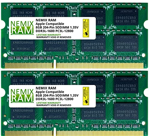 MTXtec MD388LL/A - Memoria RAM de 16 GB (2 x 8 GB, DDR3, 1600 MHz, PC3-12800L, para Apple Mac Mini 2012 (6,1 6,2)