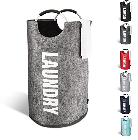 KEPLIN Collapsible Large Laundry Basket - Gradient Grey, 82 L | Foldable Hamper Basket | Easy to Carry Washing Baskets for Laundry | Clothes Hamper for Kids Bedroom, Bathroom, Nursery, Utility Room