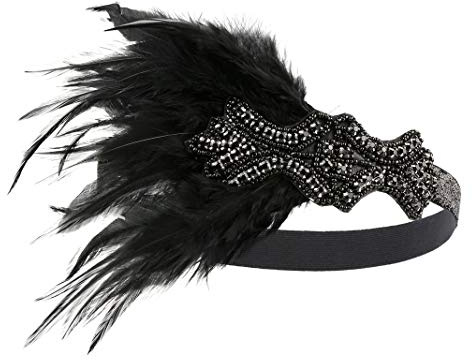 Art Deco 1920er Flapper Feder Kopfschmuck Brüllende 20er Jahre Great Gatsby Stirnband für Frauen - - Einheitsgröße