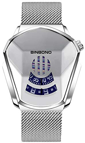 rorios Herrenuhr Analog Quarz Armbanduhr mit Edelstahl Mesh Armband Kreative Männer Uhren Cooles Wasserdicht Armbanduhren für Herren