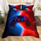 Loussiesd Gamer Gaming Bedding Sets Double Size,Lightnings Gamepad Youth Duvet Cover, Video Games Comforter Cover for Kid Teens Boys Man, Modern Bedroom Decor 3 Pcs Bedding Set,Red Blue