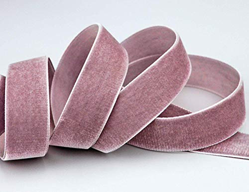 finemark 3 m x 22 mm Samtband ROSA-GRAU Altrosa Dunkel (263 Colonial Rose) Dekoband Velour einseitig Samt festkantig Velvet Ribbon zum nähen dekorieren