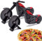LATRAT Lot de 2 roulette à pizza de moto en acier inoxydable et plastique avec roue de coupe tranchante et support pour cadeaux créatifs de Noël (noir)