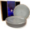 OSTENTO Porzellan Teller - Frühstücksteller | Kuchenteller | Dessertteller 6er Set ≈Ø 20 cm (8 Zoll), modell- Grey Spiral