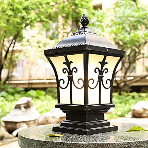 Chao Zan Außenleuchte Innenhof, Stehlampe in antikem Look Bauernhaus Lampe,schwarzem Aluminiumdruckguss, Wegeleuchte Retro/Vintage Gartenlampe, E27-Fassung, max. 80 Watt, IP55,Tor Eingangsbeleuchtung