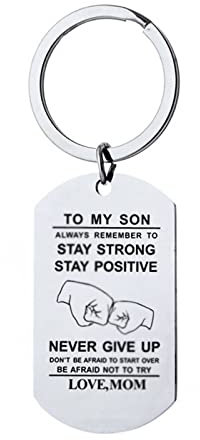 Banemi Schlüsselanhänger Auto Freundin, Schlüsselanhänger Mädchen Graviert „An Meinen Sohn Denk Dran. Bleib Stark Schlüsselanhänger