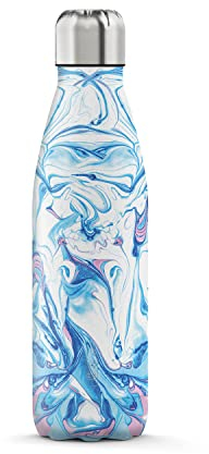 The Steel Bottle - Bouteille isotherme en acier inoxydable, isolation sous vide à double paroi, capacité 500 ml, fermeture hermétique, bouteille d'eau portable (Blue Silk)