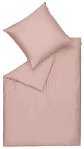 Schöner Wohnen Kollektion Bettwäsche Pure 135x200 Rose - Bettwäsche Baumwolle - Bettwäscheset mit Kopfkissenbezug 2teilig - Kissenbezug 80x80