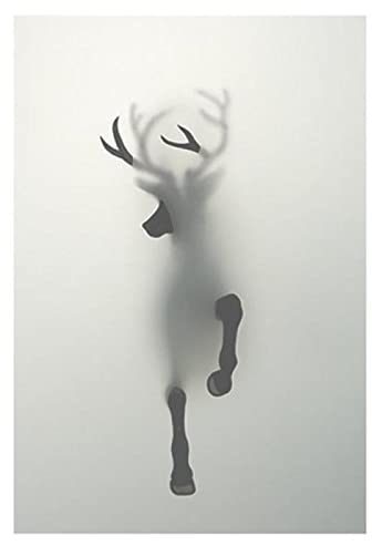 KEKUYA 3D Fensterfolie, kein Kleber, statisch, dekorative Sichtschutzfolie, Tier Hirsch, blickdicht Milchglas Fensterfolien, selbstklebend, für Zuhause, Badzimmer, Büro (60cm x 200cm)