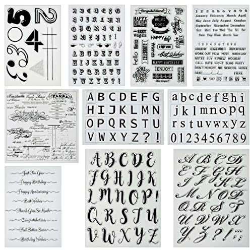 NA Yayatty 10 Blätter Wörter Silikon Stempel Set Nummer Silikonstempel Datum Clear Stempel Monat Clear Stamps für DIY Journal Scrapbooking Fotoalbum Stempelset