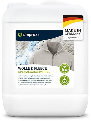 simprax® Fleece und Wollwaschmittel rückfettend, effektiv gegen Verfilzung, hält deine Kleidung weich und geschmeidig. Effektiv gegen Schmutz, Pflanzenbasiert, Hautverträglich, Merino, cashmere