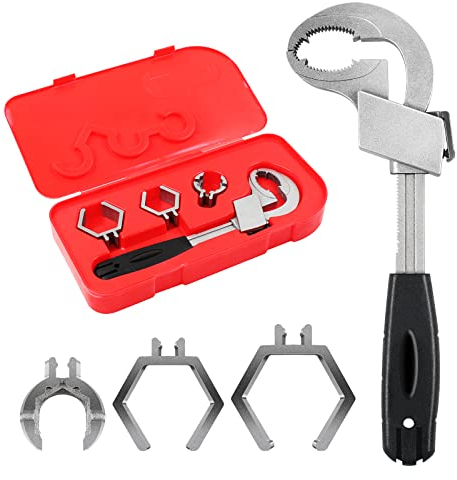 4-in-1 Multifunctional Faucet Wrench, Bathroom Multifunctional Wrench,Universal Adjustable Double-Ended Wrench for Disassembly & Assembly Valves/Faucets/Connecting Pipes/Shower Heads