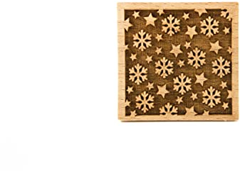 Folkroll 13273 - Keksstempel - Keksstempel dekoriert quadratisch Schneeflocken - Buchenholz - 55x55mm
