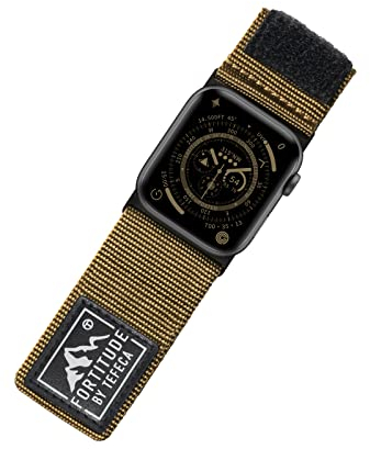 Tefeca Fortitude Série Bracelet Ultra-large Compatible avec Apple Watch Ultra/Ultra2 Série 9/8/SE2/7/6/SE/5/4/3/2/1 (49/45/44/42mm M/L, Nylon Vert Armée)