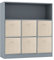 URBNLIVING Wooden Wide 7 Cubed Cupboard Bookcase Storage Units Shelves 6 Drawers Baskets (Beige Drawer, Grey Bookcase)