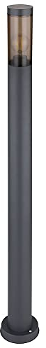 GLOBO Wegeleuchte Pollerleuchte außen Gartenlampen anthrazit IP44, Standleuchte Terrasse Balkon, Edelstahl rauchfarben, 1x E27 Fassung, DxH 12,7x110cm
