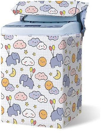 Odot Funda Lavadora de Carga Superior Funda, Lavadora Exterior Impermeable con Cremallera para Lavadora y Secadora de Carga Superior (Elefante,XL Capacidad 8,5-12kg)