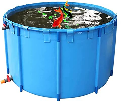 PHLEPS Oberirdischer Kreisförmiger Fischteich Aus Segeltuch, Upgrade Mit Halterung for Kinderschwimmbecken 0,9 PVC-Plane, Abriebfester, Undurchlässiger Wasserspeicher (Color : Blue, Size : 3x1.2m)