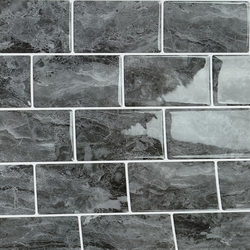 VaryPaper Klebefliesen Küche Fliesenaufkleber Bad Steinoptik Grau 30.5cmx30.5cm 18 Stück 3d Fliesenaufkleber Klebefolie Fliesenoptik Spritzschutz Küchenrückwand Vinyl Fliesen Selbstklebend Wandfolie
