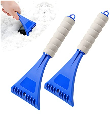 JNNJ Raspador de Hielo 2 Piezas, Rascador de Hielo para Luna de Coche, Accesorios para Coches, Resistente Rasqueta Quita Nieve para Parabrisas de Vehículo, para Quitar la Nieve(Azul)