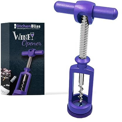 Kitchen Bliss Purple Wine Bottle Opener - Unique Design, Zinc Alloy, Cork-Safe Screw - Premium, Assisted Pull, Twist Turn Corkscrew