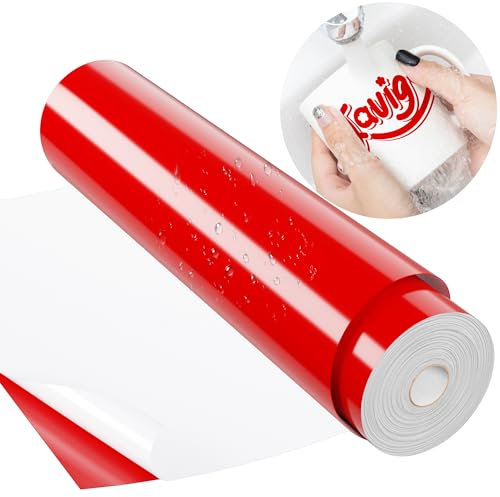 JAVIGA Red Permanent Vinyl, 12 x 40 FT Glossy Self Adhesive Vinyl Roll for All Cutting Machine Craft Cutter, DIY Decor for Mug, Wall Sticker