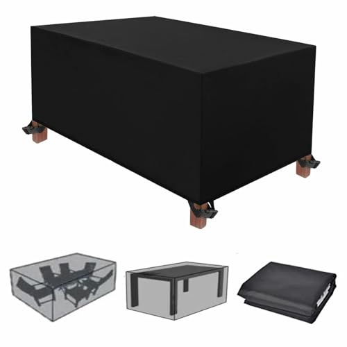 NXMYDBD Abdeckung für Gartenmöbel 200x100x90cm/LxWxH 420D Oxford Rechteckig Wasserdicht und Winterfest Schutzhülle für Gartentische und Möbelsets