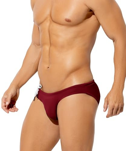 Casey Kevin Slips de Bain Homme Maillot de Bain Bikini Slips Taille Basse Swim Briefs pour Piscine Plage Cordon de Serrage Ajustable
