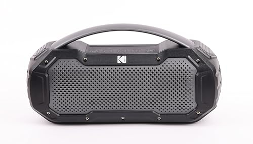KODAK Vielseitiger Bluetooth-Lautsprecher IPX6 mit TWS und Freisprecheinrichtung – Immersiver Stereo-Sound, Langer Akku und Bluetooth V5.0-Konnektivität – Schwarz