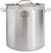 ICQK Olla de acero inoxidable de 33 L, tapa incluida, diámetro de 35 cm, con borde para verter, compatible con inducción, eléctrica, cerámica, gas, fondo triple capa, asas de acero, asistencia