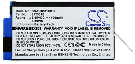 1400mAh 5.39Wh Battery Replacement for GoPro ACBAT-001, Max, Max 360 fit Part No. 601-26762-000, SPCC1B