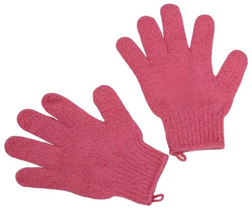Pack of 2 Peelinghandschuh Waschhandschuh, Exfoliating Gloves Körper Duschhandschuh Massage Peeling Handschuh Handschuhe für Körper Und Gesicht mit Haken - Rot
