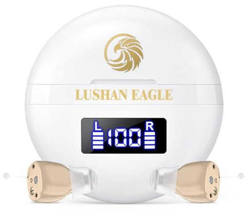 LUSHAN EAGLE Auriculares amplificados amplificador de sonido recargable mini portátil (Blanco)