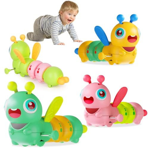 OFUN Baby Spielzeug ab 3 6 9 Monate, Motorikspielzeug Tummy Time Toys, 4 Pack Wind Up Spielzeug für Baby Kinder, Vorschule Kleinkind Aktivitäten, Krabbelspielzeug Geburtstags Geschenk Kinderer