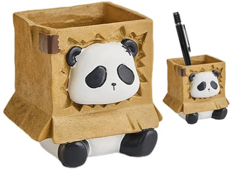 Yongany Porte-stylo ornement, pot à crayons panda de dessin animé, grand diamètre, décoration stationnaire pour école, chambre, espace de travail et salle d'étude