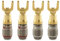 Nakamichi FanLock Excel Series 24k placcato oro connettore a forcella spina a banana 10 AWG - 18 AWG calibro 4mm per altoparlanti amplificatore Hi-Fi cavo connettore rapido, 4 pezzi (2 paia)